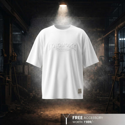 IVORY EMBOSS Oversized T-Shirt - White — T-Shirt for Men | THE MEN THING