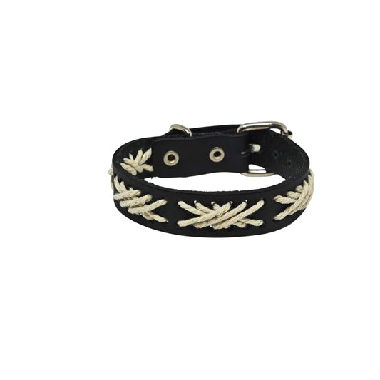IVORY STITCH - 1.5mm Black Genuine Leather Adjustable Bracelet for Men & Boys (9 inch) - THE MEN THING