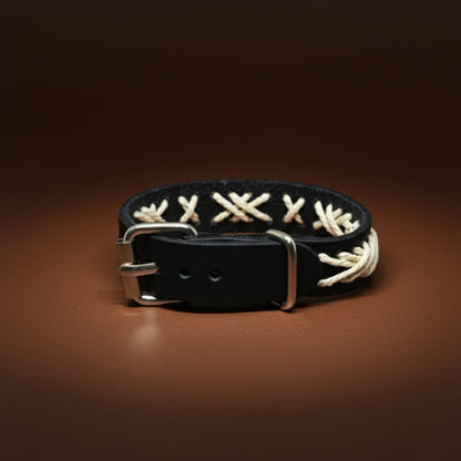 IVORY STITCH - 1.5mm Black Genuine Leather Adjustable Bracelet for Men & Boys (9 inch) - THE MEN THING