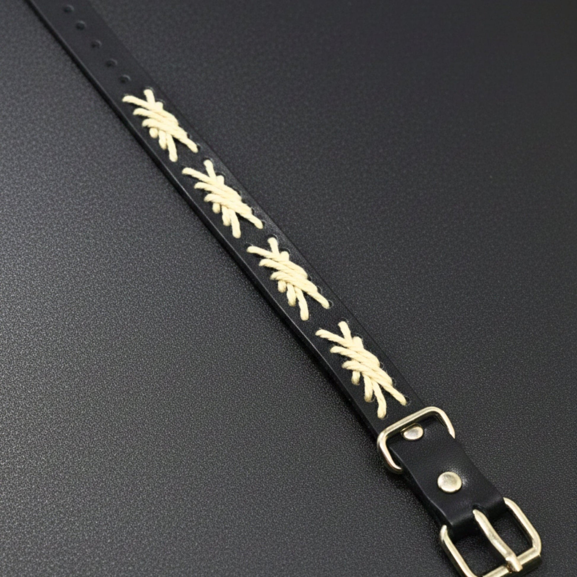 IVORY STITCH - 1.5mm Black Genuine Leather Adjustable Bracelet for Men & Boys (9 inch) - THE MEN THING