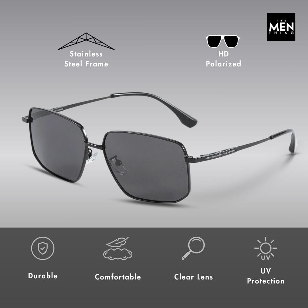 J3292 - OBLIVION SHADE - HD Polarised Sunglasses for Men - UV400 Protection, Stainless Steel Frame - Dark Tinted - THE MEN THING