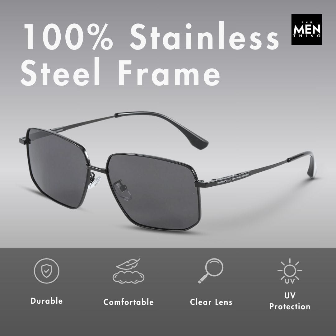 J3292 - OBLIVION SHADE - HD Polarised Sunglasses for Men - UV400 Protection, Stainless Steel Frame - Dark Tinted - THE MEN THING