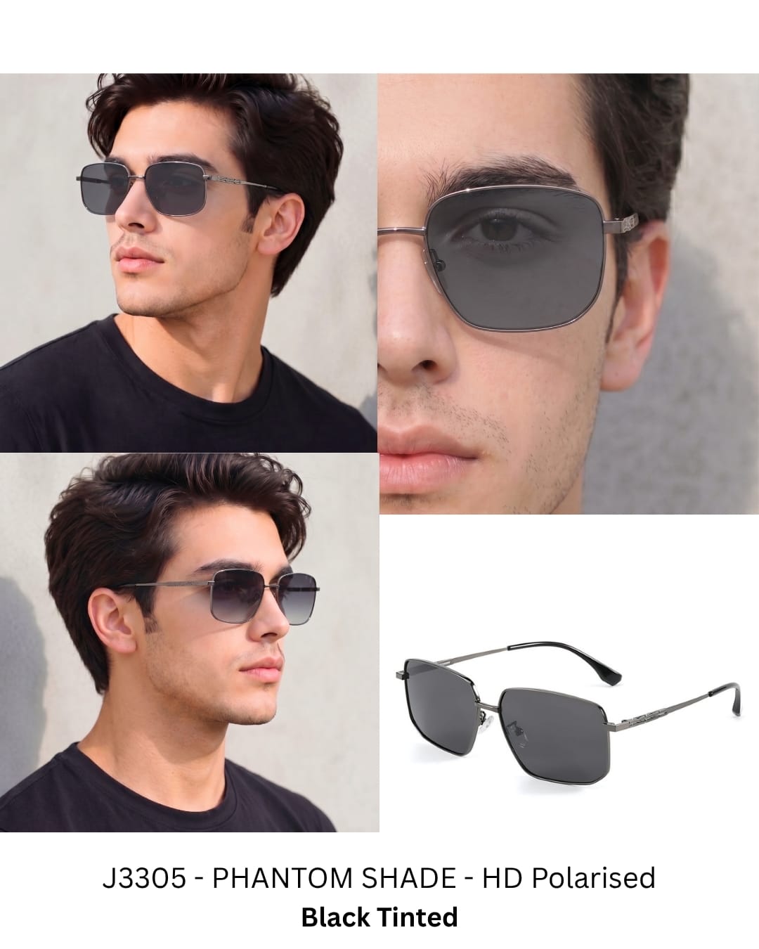 J3292 - OBLIVION SHADE - HD Polarised Sunglasses for Men - UV400 Protection, Stainless Steel Frame - Black Tinted - THE MEN THING