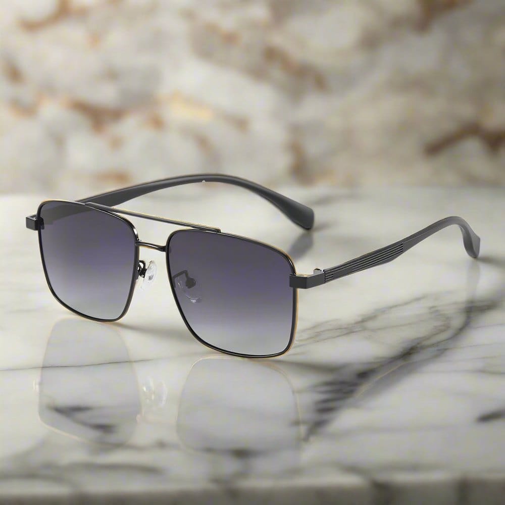 J3293 - GLACIER LUXE - HD Polarised Sunglasses for Men - UV400 Protection, Stainless Steel Frame - Gradient Grey Lenses - THE MEN THING