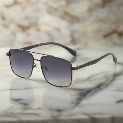 J3293 - GLACIER LUXE - HD Polarised Sunglasses for Men - UV400 Protection, Stainless Steel Frame - Gradient Grey Lenses - THE MEN THING