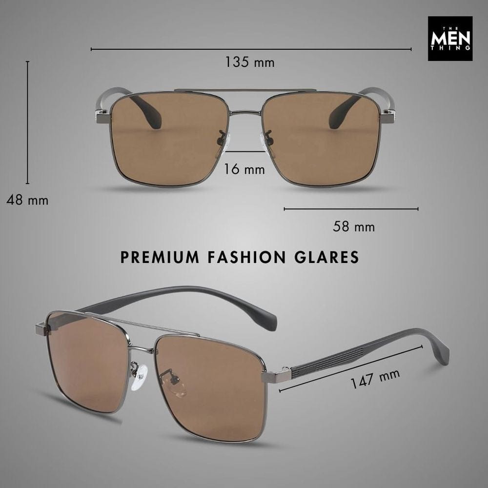 J3293 - GLACIER LUXE - HD Polarised Sunglasses for Men - UV400 Protection, Stainless Steel Frame - Black Lenses - THE MEN THING