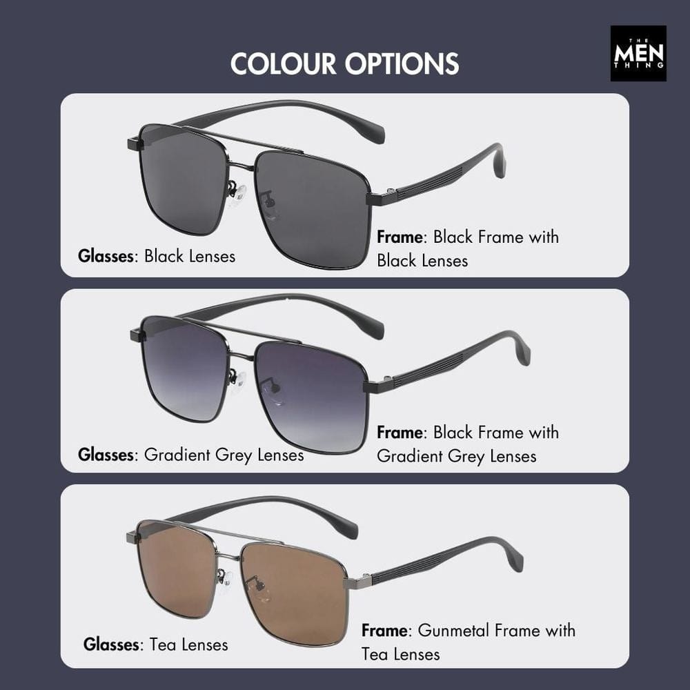 J3293 - GLACIER LUXE - HD Polarised Sunglasses for Men - UV400 Protection, Stainless Steel Frame - Black Lenses - THE MEN THING