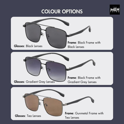 J3293 - GLACIER LUXE - HD Polarised Sunglasses for Men - UV400 Protection, Stainless Steel Frame - Black Lenses - THE MEN THING
