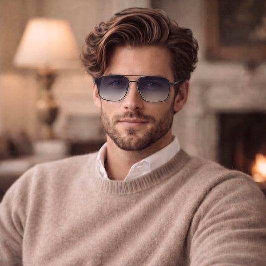 J3293 - GLACIER LUXE - HD Polarised Sunglasses for Men - UV400 Protection, Stainless Steel Frame - Gradient Grey Lenses - THE MEN THING