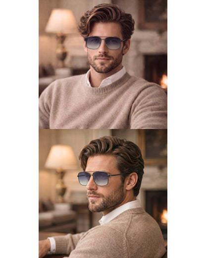 J3293 - GLACIER LUXE - HD Polarised Sunglasses for Men - UV400 Protection, Stainless Steel Frame - Gradient Grey Lenses - THE MEN THING