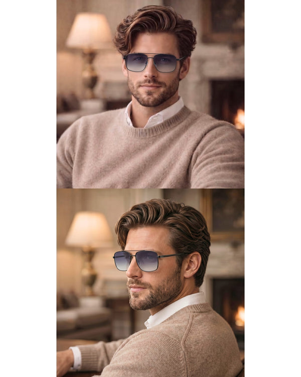 J3293 - GLACIER LUXE - HD Polarised Sunglasses for Men - UV400 Protection, Stainless Steel Frame - Gradient Grey Lenses