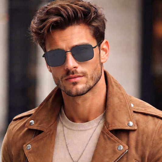 J3298 - OBSIDIAN LUXE - HD Polarised Sunglasses for Men - UV400 Protection, Stainless Steel Frame - Black Grey Lenses - THE MEN THING