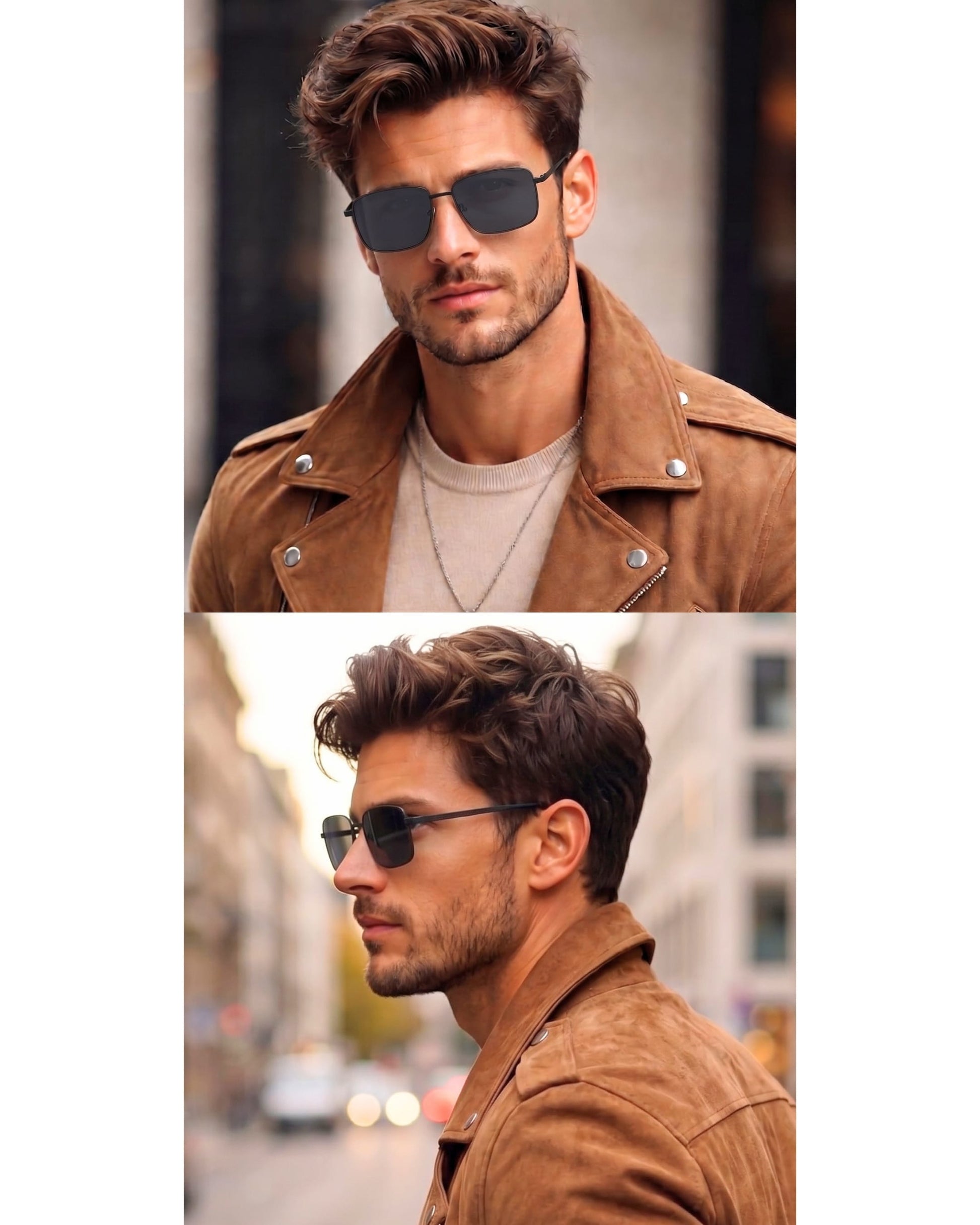 J3298 - OBSIDIAN LUXE - HD Polarised Sunglasses for Men - UV400 Protection, Stainless Steel Frame - Black Grey Lenses - THE MEN THING