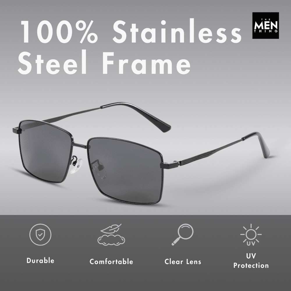 J3298 - OBSIDIAN LUXE - HD Polarised Sunglasses for Men - UV400 Protection, Stainless Steel Frame - Black Grey Lenses - THE MEN THING