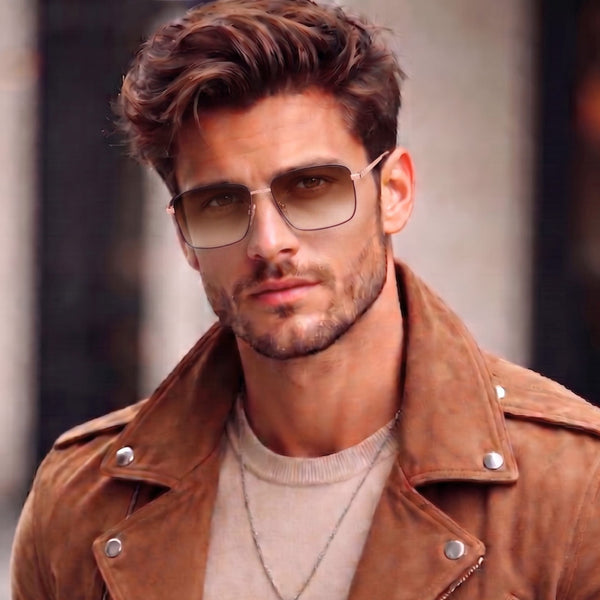 J3298 - OBSIDIAN LUXE - HD Polarised Sunglasses for Men - UV400 Protection, Stainless Steel Frame - Gradient Brown Lenses