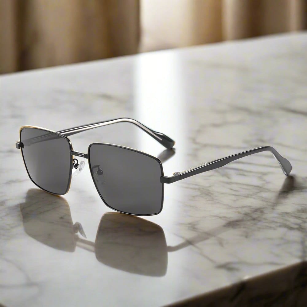 J3305 - PHANTOM SHADE - HD Polarised Sunglasses for Men - UV400 Protection, Stainless Steel Frame - Black Lenses - THE MEN THING