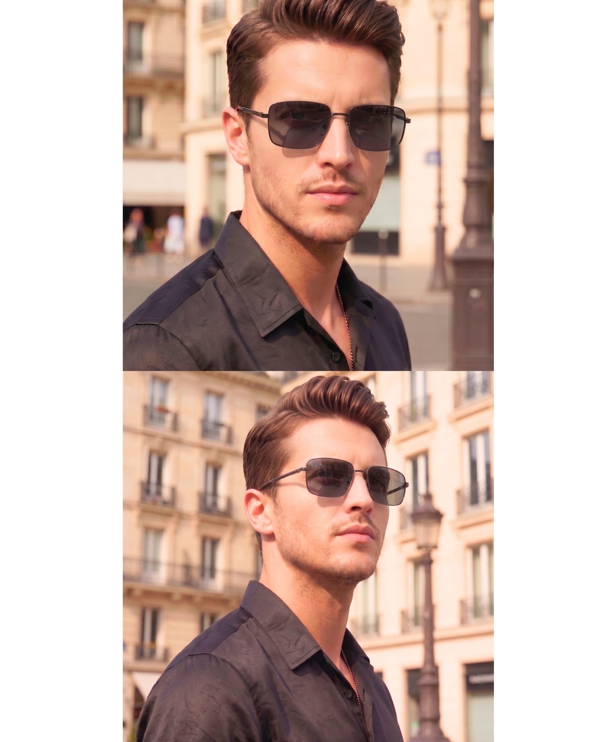 J3305 - PHANTOM SHADE - HD Polarised Sunglasses for Men - UV400 Protection, Stainless Steel Frame - Black Lenses - THE MEN THING