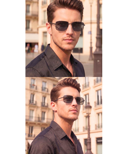 J3305 - PHANTOM SHADE - HD Polarised Sunglasses for Men - UV400 Protection, Stainless Steel Frame - Black Lenses - THE MEN THING