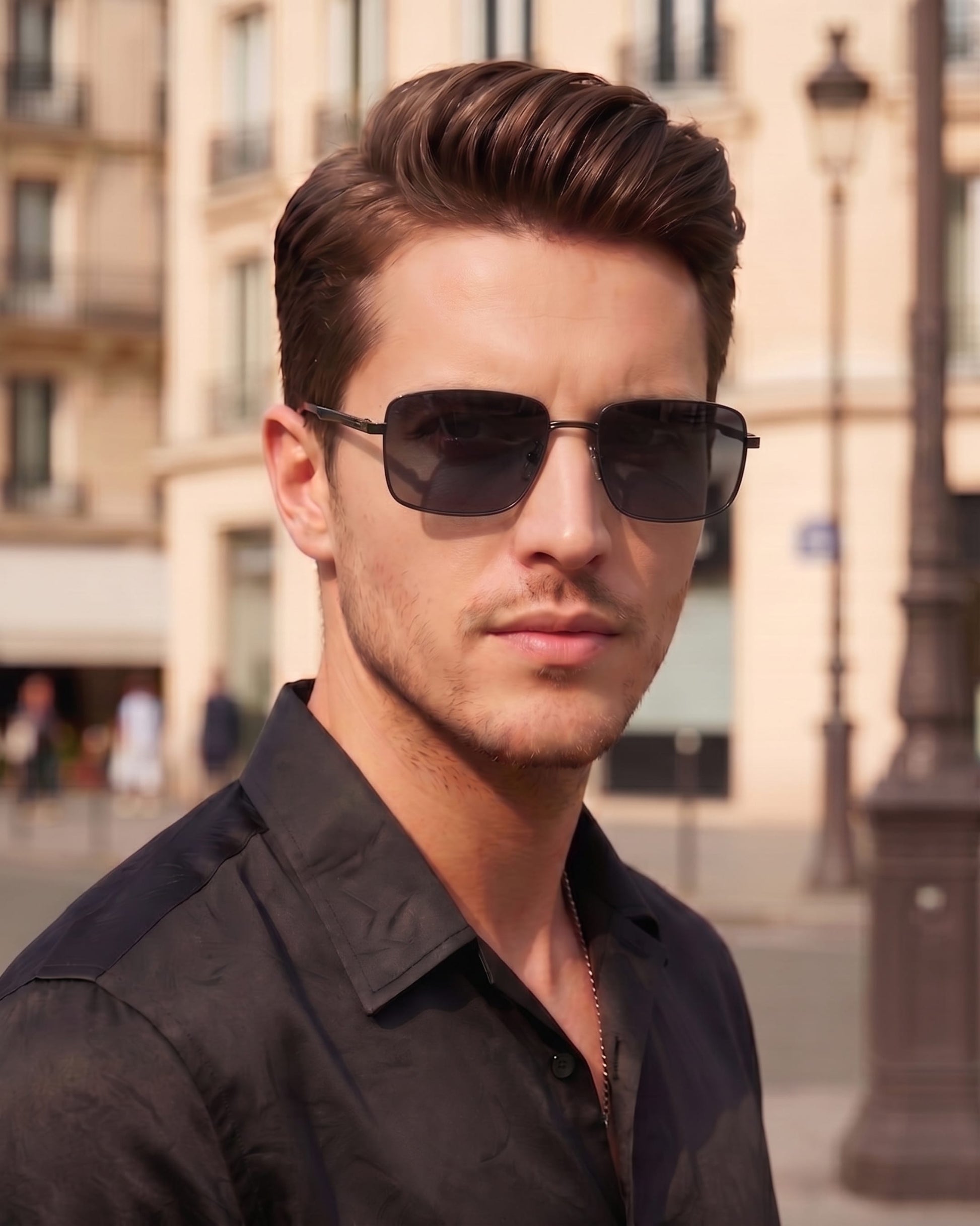 J3305 - PHANTOM SHADE - HD Polarised Sunglasses for Men - UV400 Protection, Stainless Steel Frame - Black Lenses - THE MEN THING