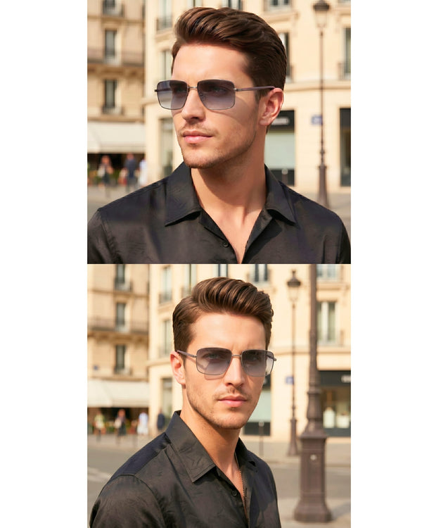 J3305 - PHANTOM SHADE - HD Polarised Sunglasses for Men - UV400 Protection, Stainless Steel Frame - Gradient Grey Lenses