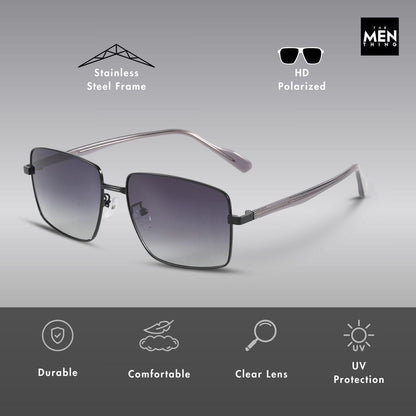 J3305 - PHANTOM SHADE - HD Polarised Sunglasses for Men - UV400 Protection, Stainless Steel Frame - Black Lenses - THE MEN THING