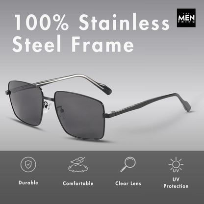 J3305 - PHANTOM SHADE - HD Polarised Sunglasses for Men - UV400 Protection, Stainless Steel Frame - Black Lenses - THE MEN THING