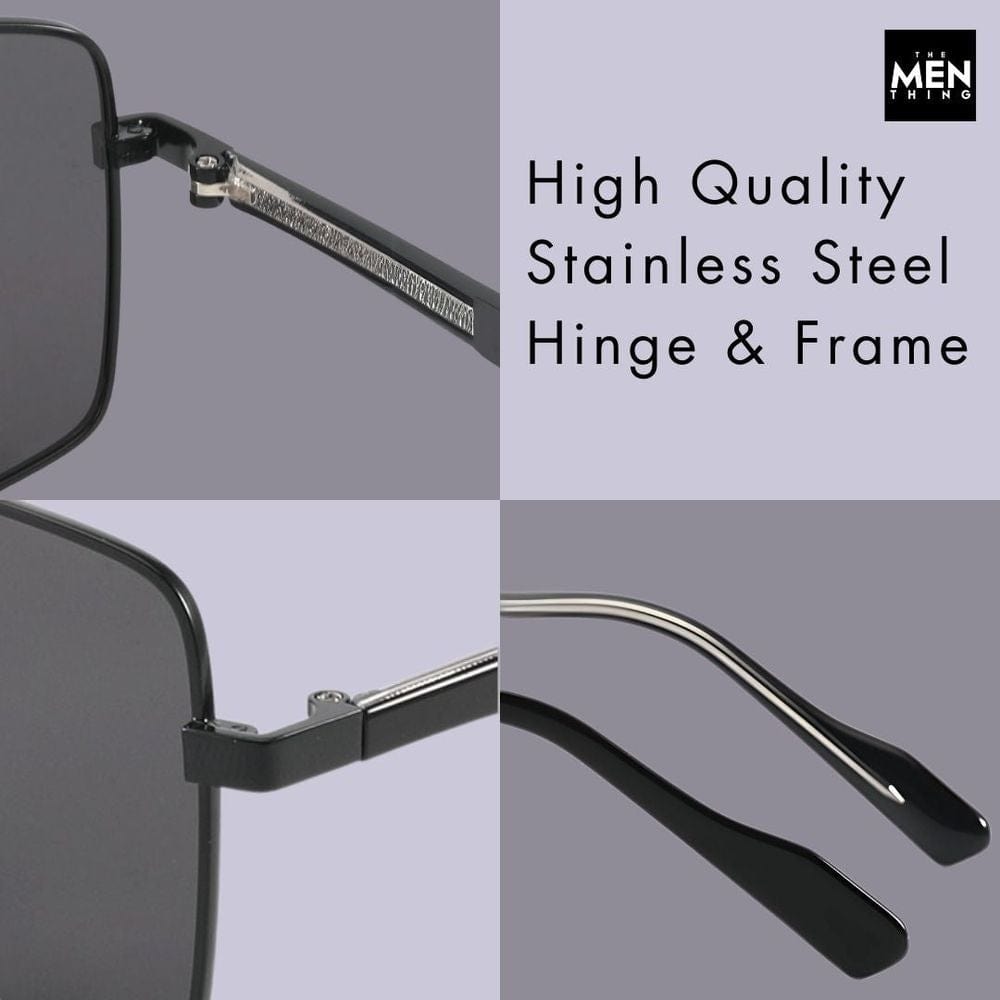 J3305 - PHANTOM SHADE - HD Polarised Sunglasses for Men - UV400 Protection, Stainless Steel Frame - Black Lenses - THE MEN THING