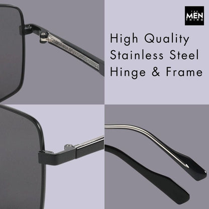 J3305 - PHANTOM SHADE - HD Polarised Sunglasses for Men - UV400 Protection, Stainless Steel Frame - Black Lenses - THE MEN THING