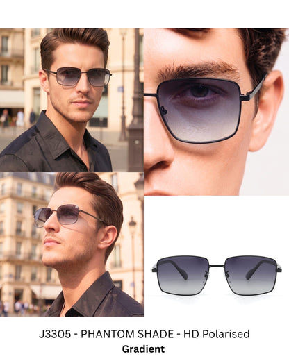 J3305 - PHANTOM SHADE - HD Polarised Sunglasses for Men - UV400 Protection, Stainless Steel Frame - Gradient Lenses - THE MEN THING