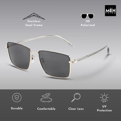 J3308 - SLEEK VANTAGE- HD Polarised Sunglasses for Men - UV400 Protection, Stainless Steel Frame - Black Lens - THE MEN THING
