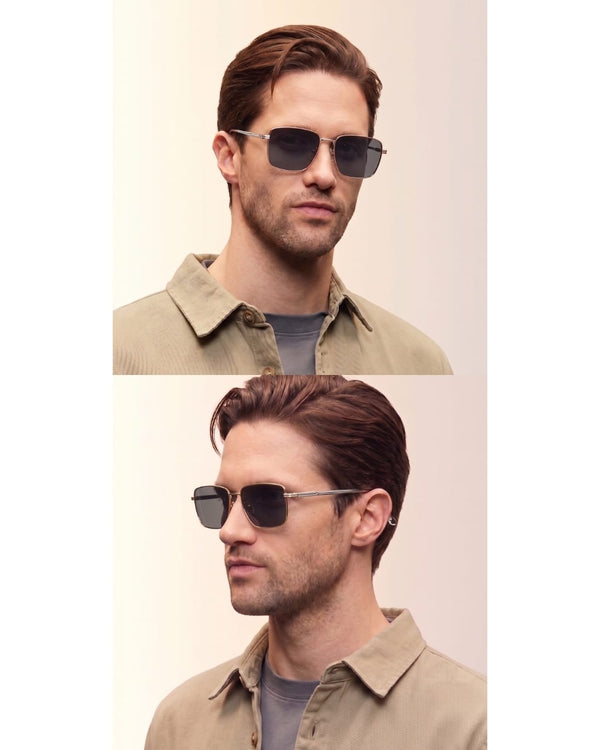 J3308 - SLEEK VANTAGE- HD Polarised Sunglasses for Men - UV400 Protection, Stainless Steel Frame - Black-Grey Lens