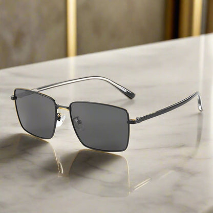 J3308 - SLEEK VANTAGE- HD Polarised Sunglasses for Men - UV400 Protection, Stainless Steel Frame - Black Lens - THE MEN THING