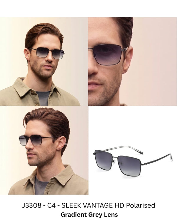 J3308 - SLEEK VANTAGE- HD Polarised Sunglasses for Men - UV400 Protection, Stainless Steel Frame - Gradient Grey Lens