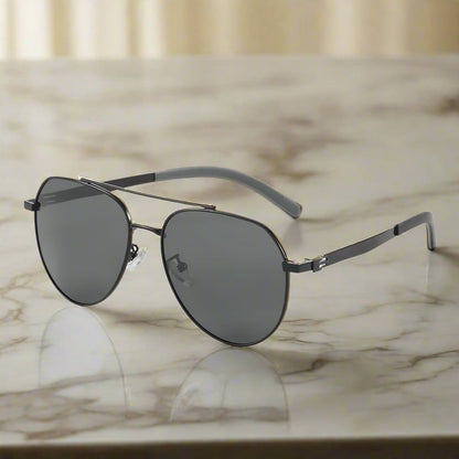 J3332 - MYSTIC ARC - HD Polarised Sunglasses for Men - UV400 Protection, Stainless Steel Frame - Black Lens - THE MEN THING