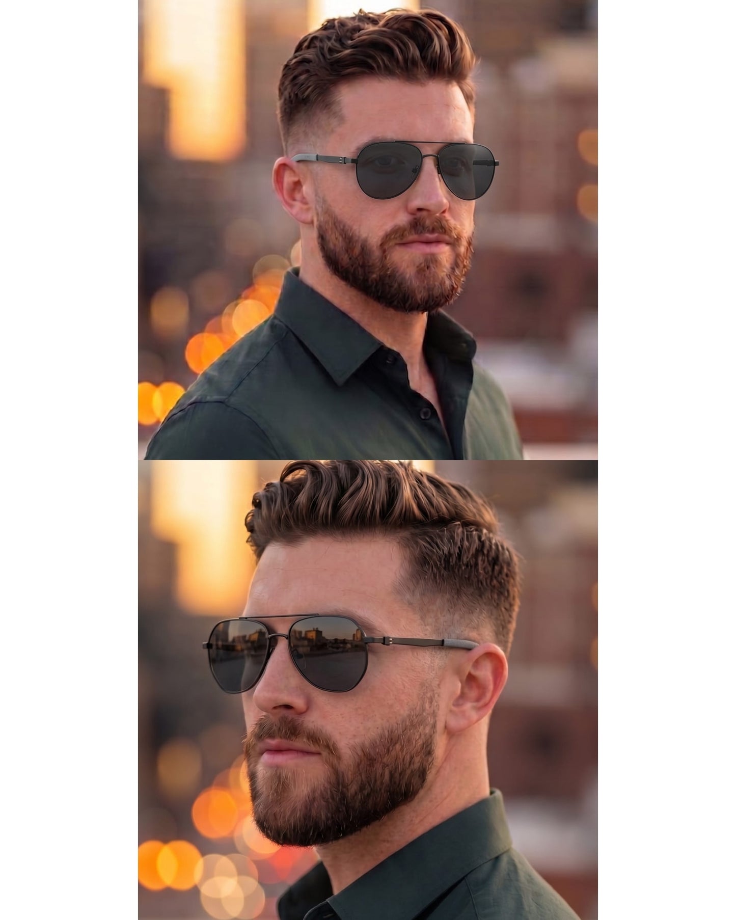 J3332 - MYSTIC ARC - HD Polarised Sunglasses for Men - UV400 Protection, Stainless Steel Frame - Black Lens - THE MEN THING