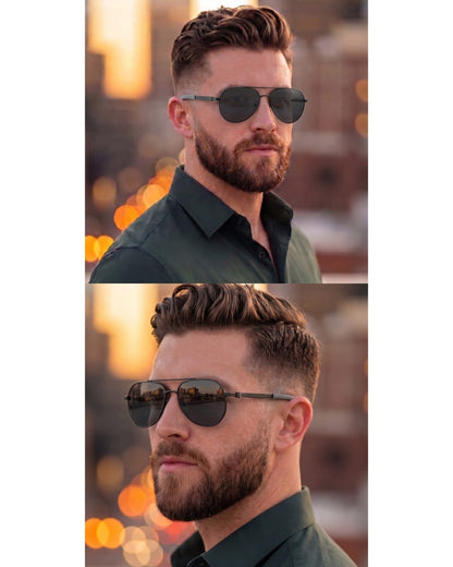 J3332 - MYSTIC ARC - HD Polarised Sunglasses for Men - UV400 Protection, Stainless Steel Frame - Black Lens - THE MEN THING