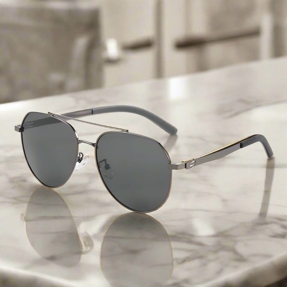 J3332 - MYSTIC ARC - HD Polarised Sunglasses for Men - UV400 Protection, Stainless Steel Frame - Gradient Black Lens - THE MEN THING