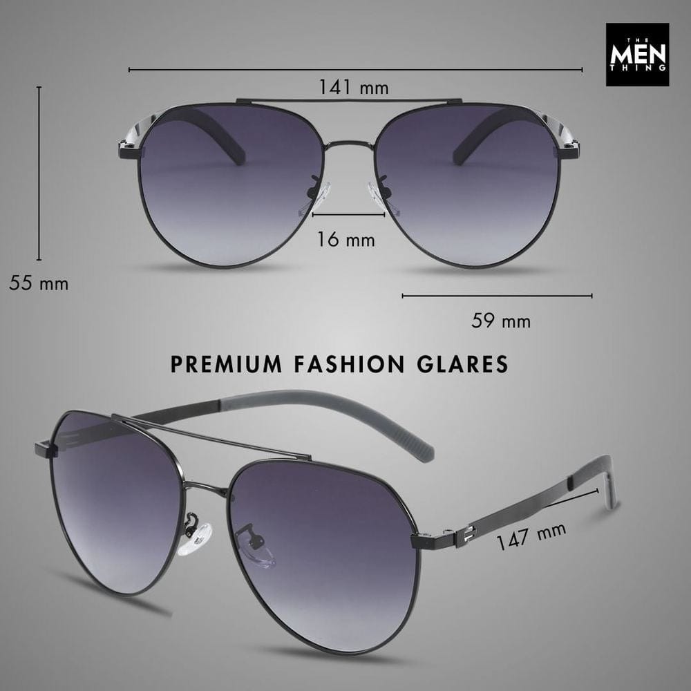 J3332 - MYSTIC ARC - HD Polarised Sunglasses for Men - UV400 Protection, Stainless Steel Frame - Black Lens - THE MEN THING