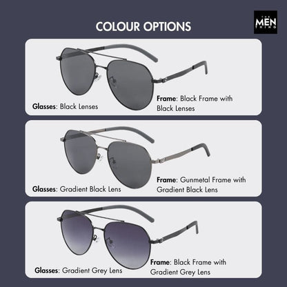 J3332 - MYSTIC ARC - HD Polarised Sunglasses for Men - UV400 Protection, Stainless Steel Frame - Black Lens - THE MEN THING