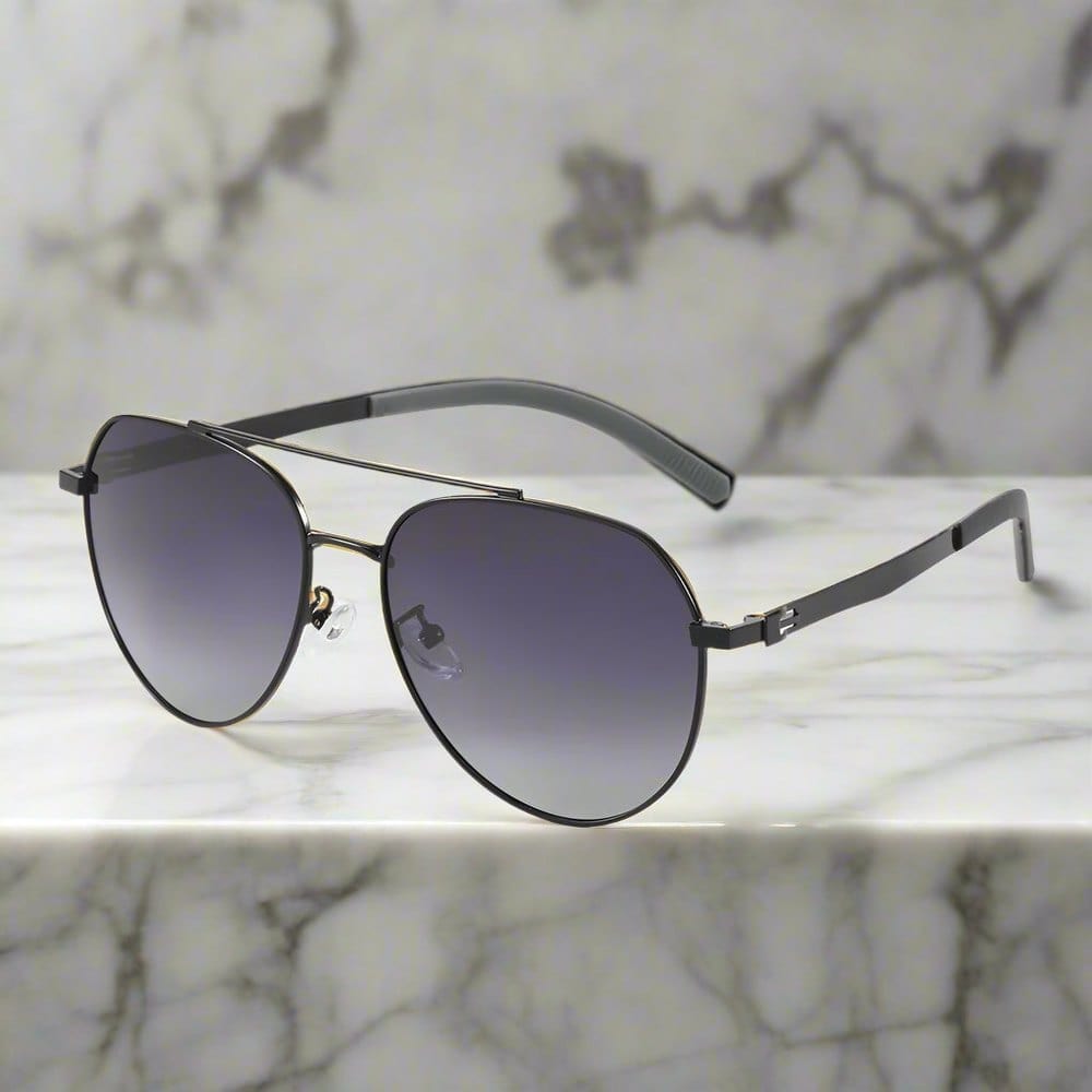 J3332 - MYSTIC ARC - HD Polarised Sunglasses for Men - UV400 Protection, Stainless Steel Frame - Gradient Grey Lens - THE MEN THING