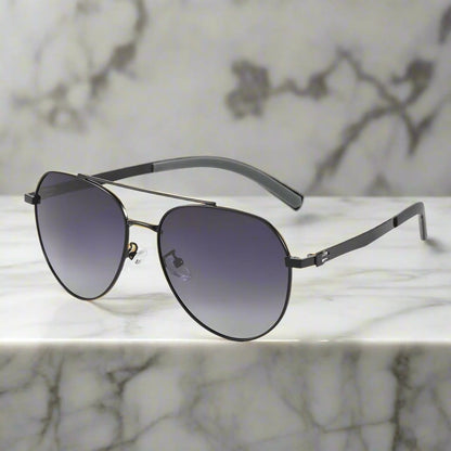J3332 - MYSTIC ARC - HD Polarised Sunglasses for Men - UV400 Protection, Stainless Steel Frame - Gradient Grey Lens - THE MEN THING