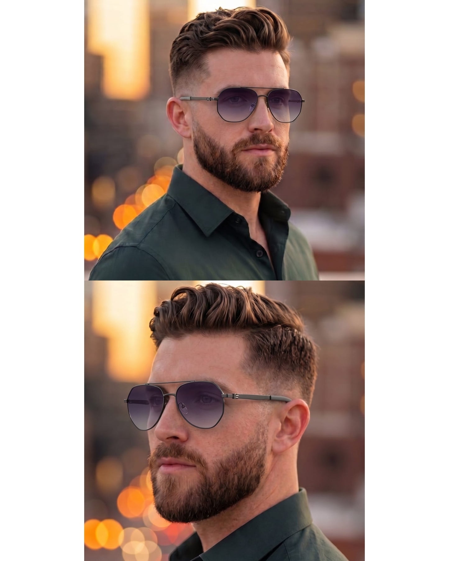 J3332 - MYSTIC ARC - HD Polarised Sunglasses for Men - UV400 Protection, Stainless Steel Frame - Gradient Grey Lens - THE MEN THING