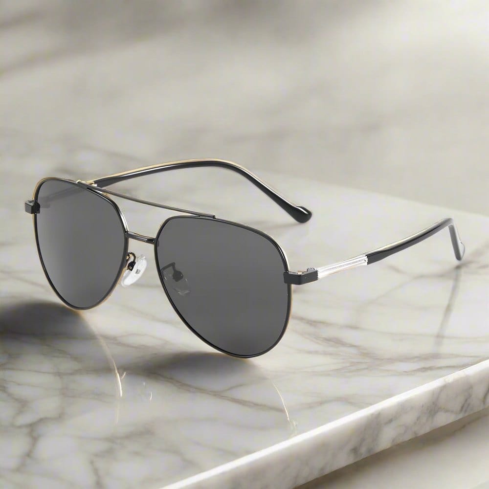 J3335 - SUNLIT ELEGANCE - HD Polarised Sunglasses for Men - UV400 Protection, Stainless Steel Frame - Black Frame with Black Lens - THE MEN THING