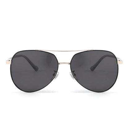 J3335 - SUNLIT ELEGANCE - HD Polarised Sunglasses for Men - UV400 Protection, Stainless Steel Frame - Black-Gold Frame with Black Lens - THE MEN THING