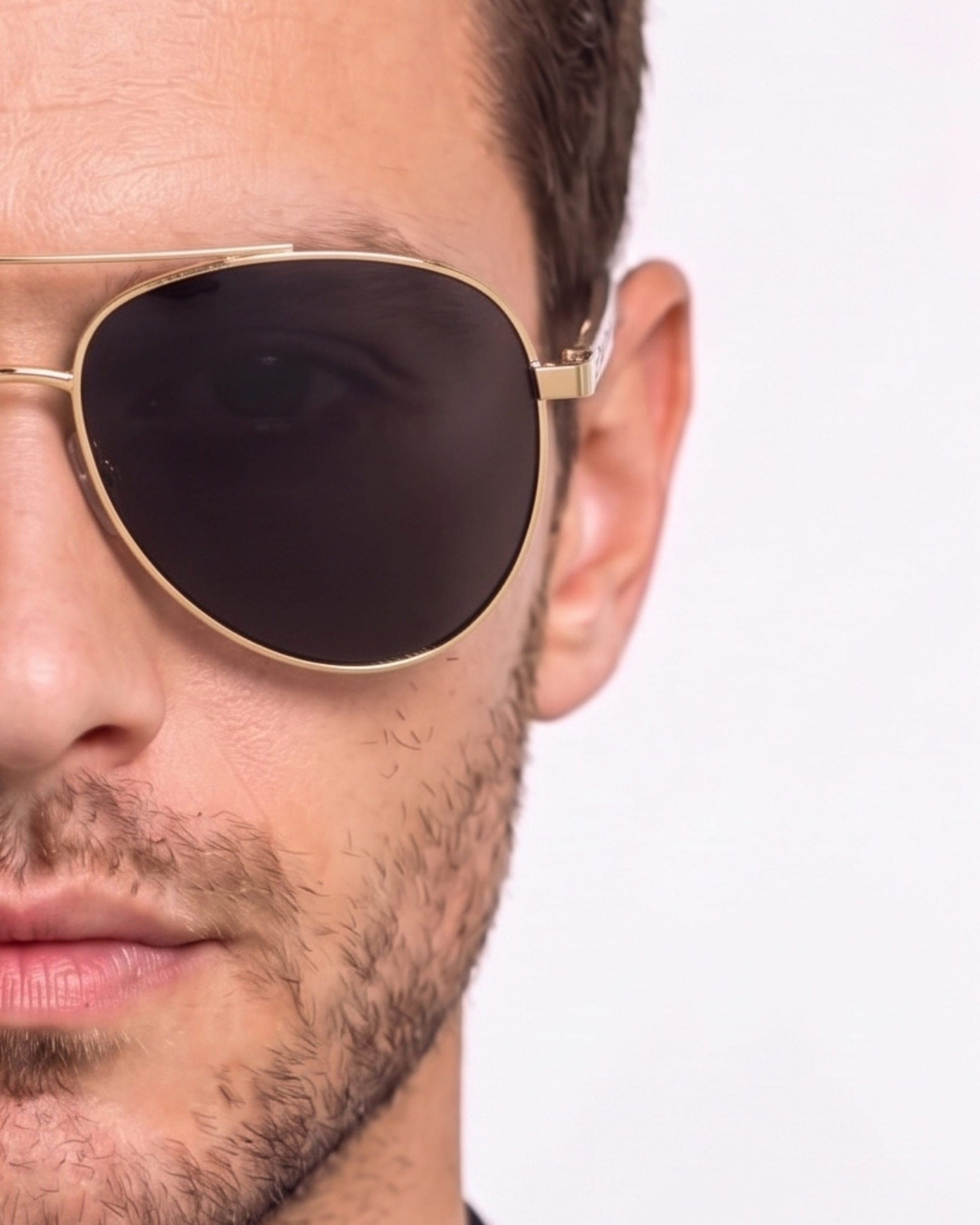 J3335 - SUNLIT ELEGANCE - HD Polarised Sunglasses for Men - UV400 Protection, Stainless Steel Frame - Black-Gold Frame with Black Lens - THE MEN THING