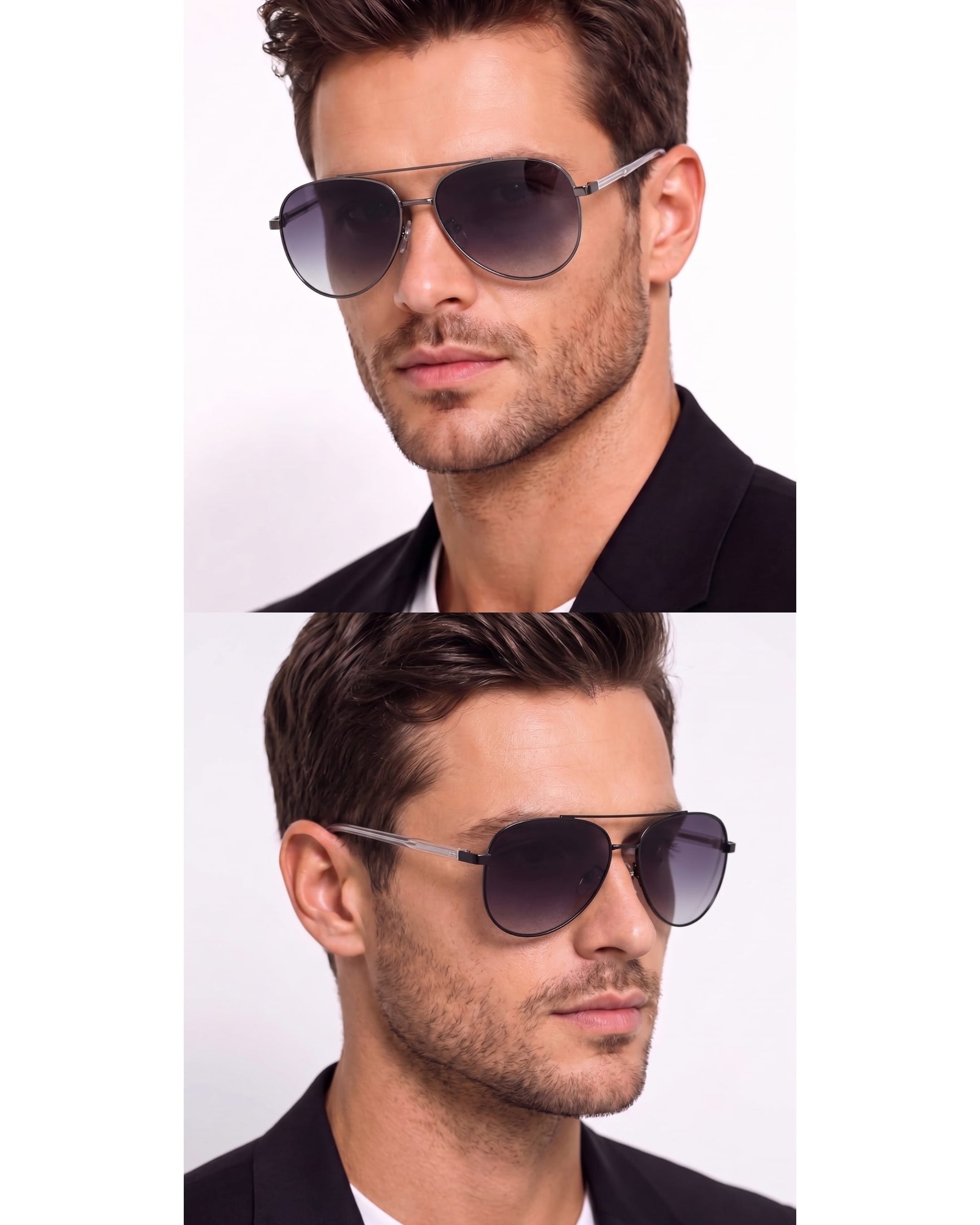 J3335 - SUNLIT ELEGANCE - HD Polarised Sunglasses for Men - UV400 Protection, Stainless Steel Frame - Gunmetal Frame with Gradient Lens - THE MEN THING