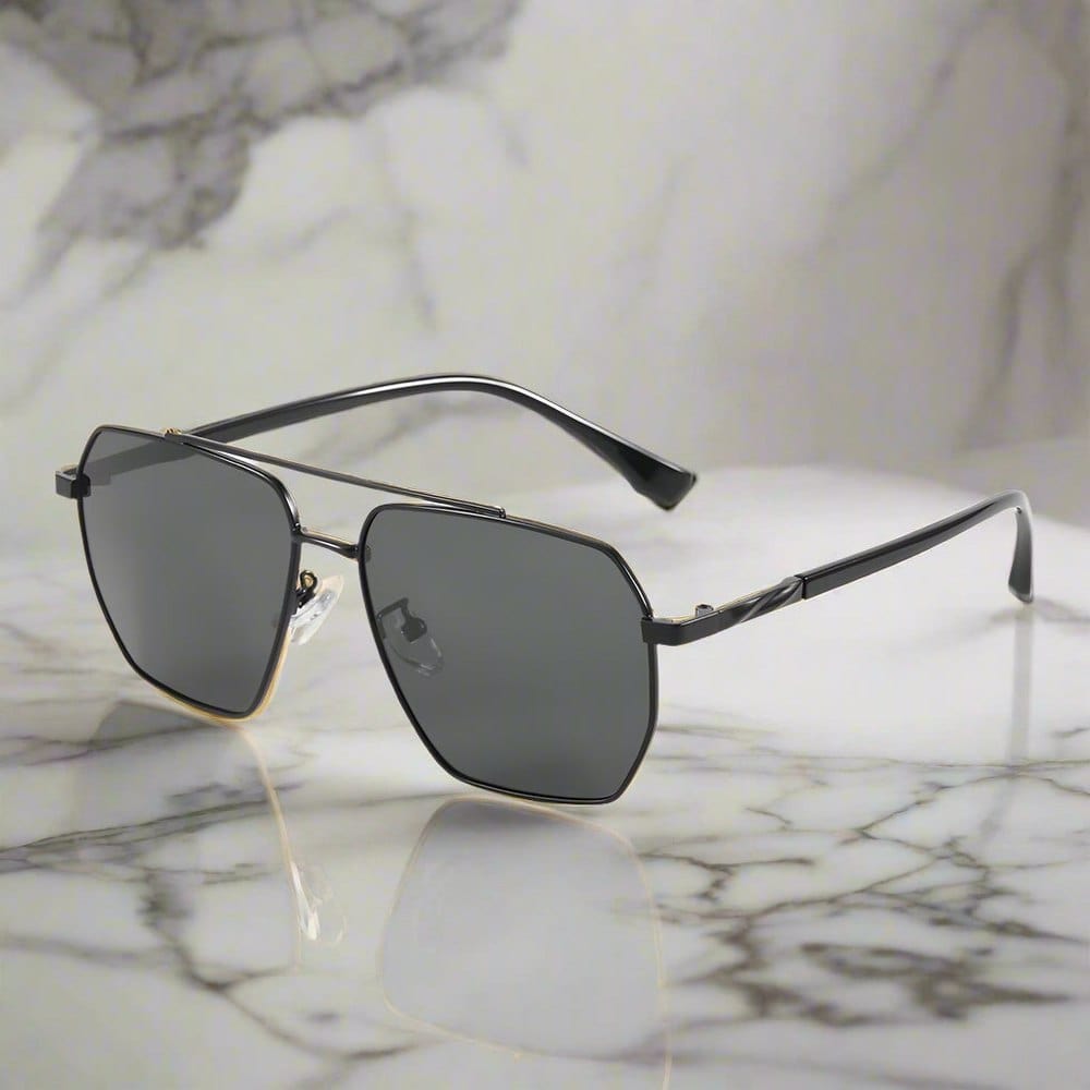 J3337- SPECTRA NOIR- HD Polarised Sunglasses for Men - UV400 Protection, Stainless Steel Frame - Black Frame with Black Lens - THE MEN THING