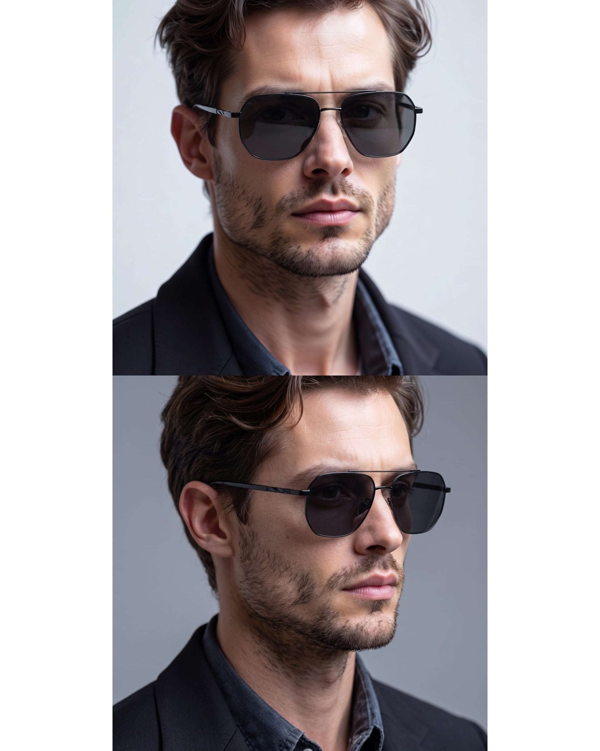 J3337- SPECTRA NOIR- HD Polarised Sunglasses for Men - UV400 Protection, Stainless Steel Frame - Black Frame with Black Lens - THE MEN THING