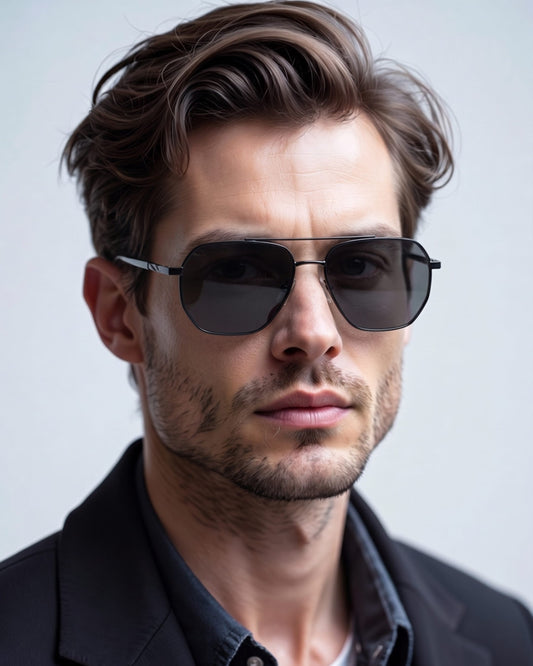 J3337- SPECTRA NOIR- HD Polarised Sunglasses for Men - UV400 Protection, Stainless Steel Frame - Black Frame with Black Lens - THE MEN THING