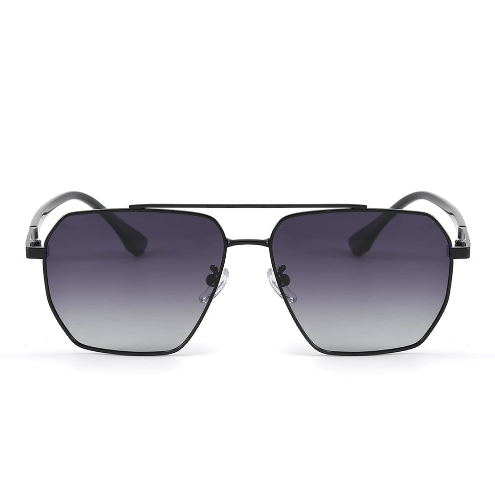 J3337- SPECTRA NOIR- HD Polarised Sunglasses for Men - UV400 Protection, Stainless Steel Frame - Black Frame with Gradient Grey Lens - THE MEN THING
